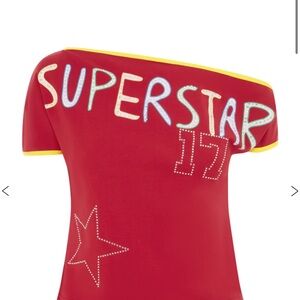 Sold  With Jean Red Superstar Crop Top